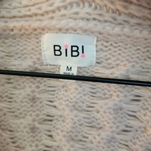 Bibi Boutique Brand Twisted Knit Open Cardigan With Pearls M - Picture 5 of 12